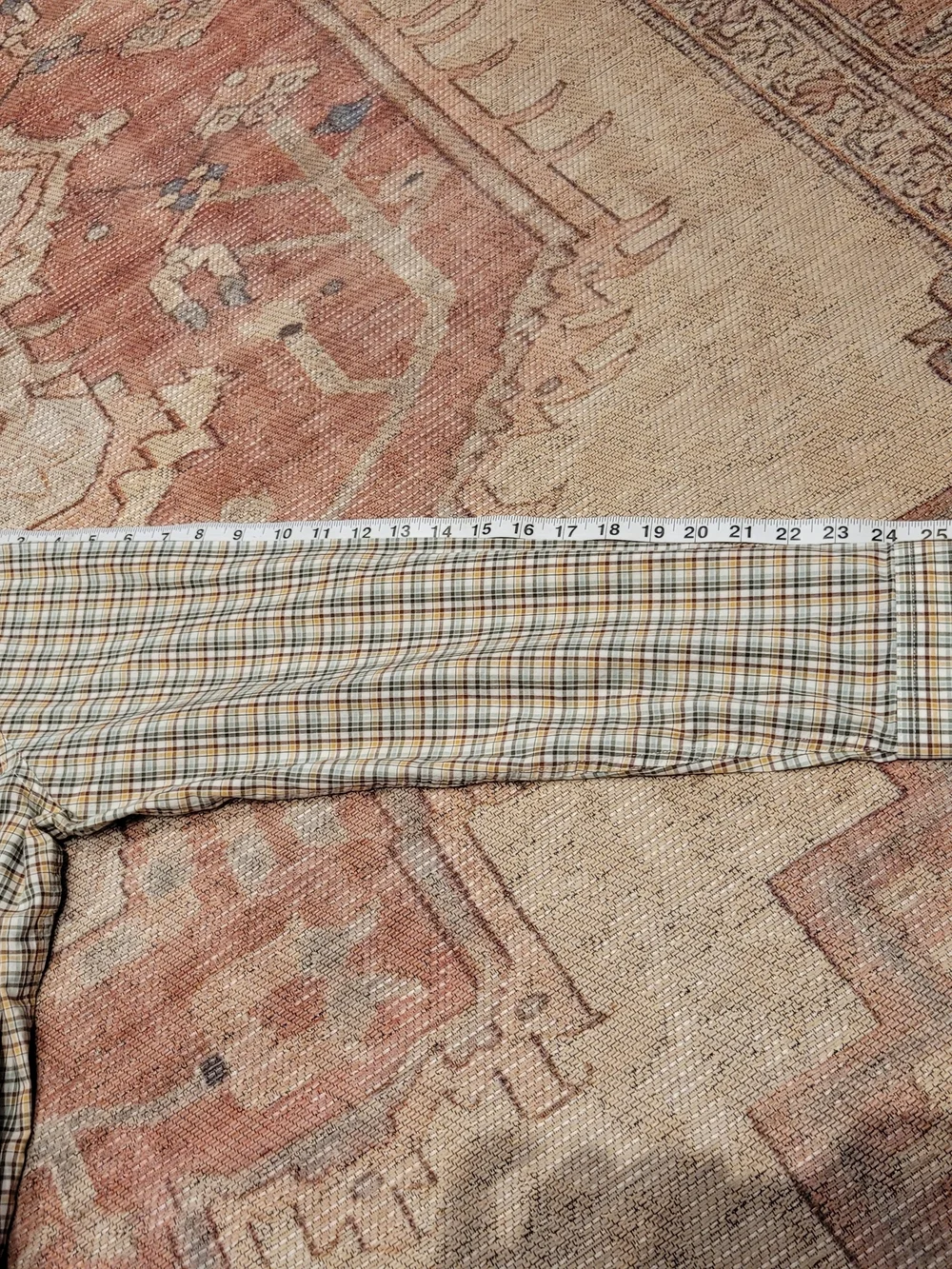 Banana Republic Men's Beige Plaid Dress Shirt